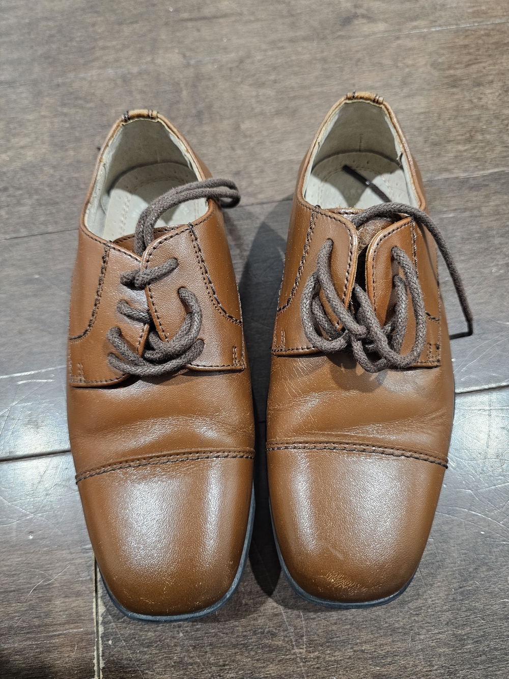 Florsheim Boys Brown Leather Lace-Up Dress Shoes